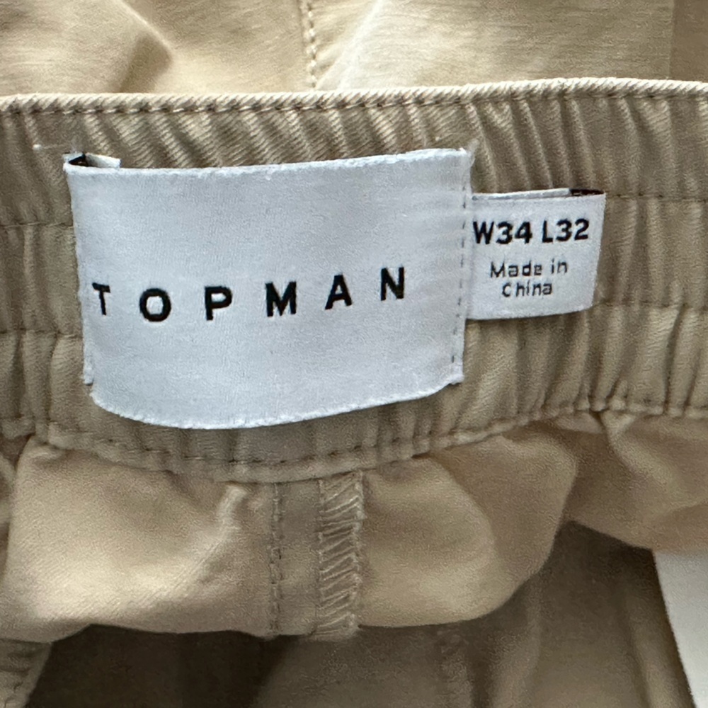 Topman Tan Cargo Pants with Elasticated Cuffs 🏷️ - Picture 7 of 11